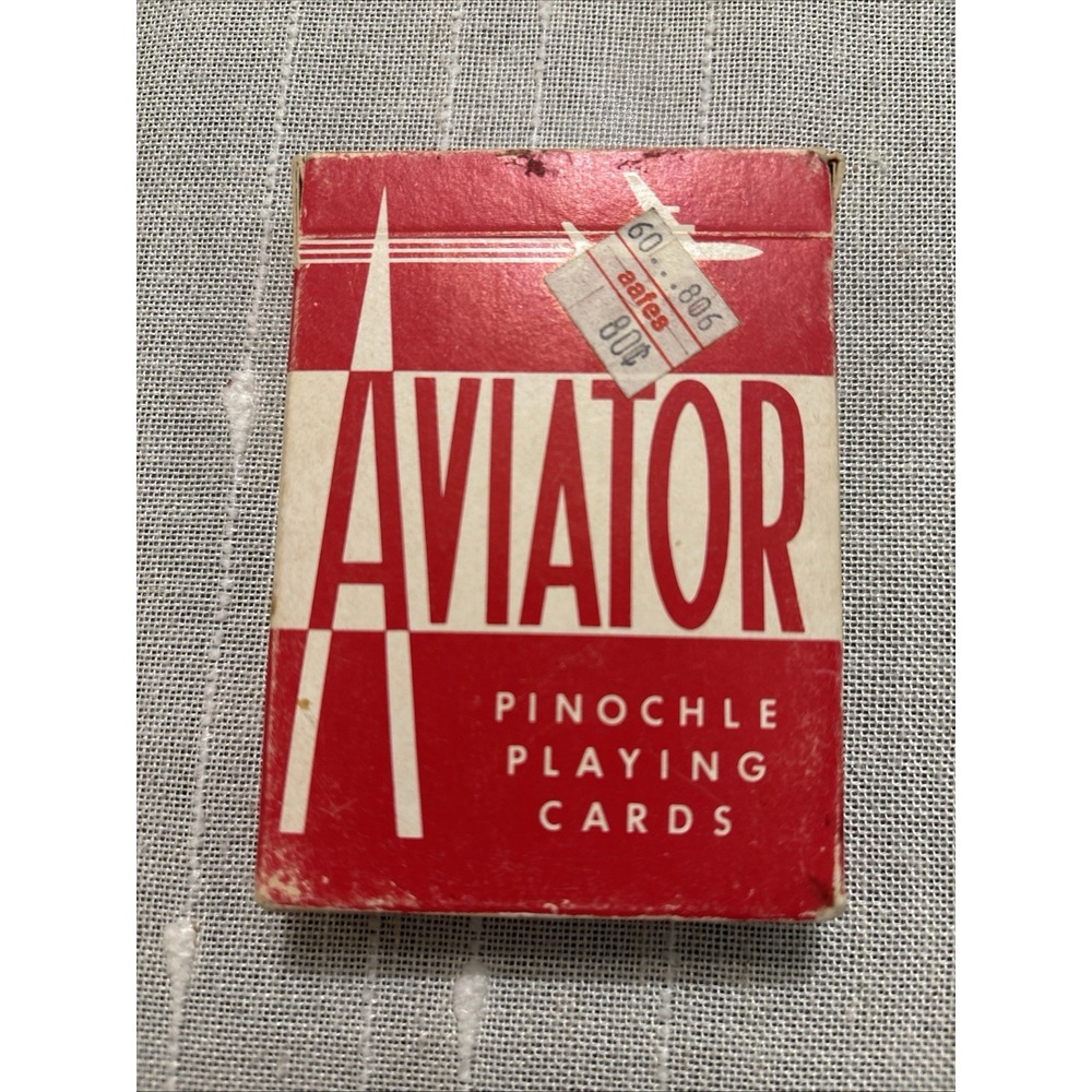 Vintage Aviator Pinochle Playing Cards Box Damaged Cards Are In Good Condition
